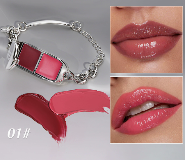 2-in-1 Bracelet Lip Gloss Set | Mirror-Shine High-Gloss Lip Balm Palette with Removable Charm Bracelet, Viral Cross-Border Beauty Gift