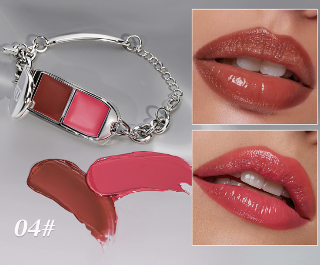 2-in-1 Bracelet Lip Gloss Set | Mirror-Shine High-Gloss Lip Balm Palette with Removable Charm Bracelet, Viral Cross-Border Beauty Gift