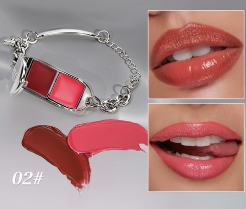 2-in-1 Bracelet Lip Gloss Set | Mirror-Shine High-Gloss Lip Balm Palette with Removable Charm Bracelet, Viral Cross-Border Beauty Gift