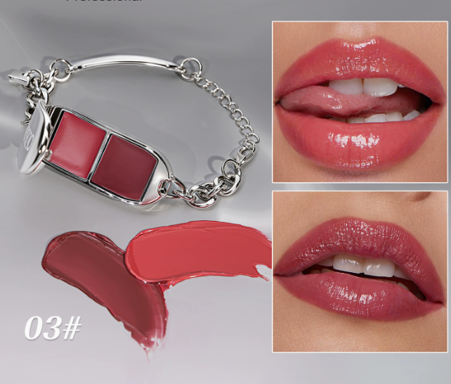 2-in-1 Bracelet Lip Gloss Set | Mirror-Shine High-Gloss Lip Balm Palette with Removable Charm Bracelet, Viral Cross-Border Beauty Gift